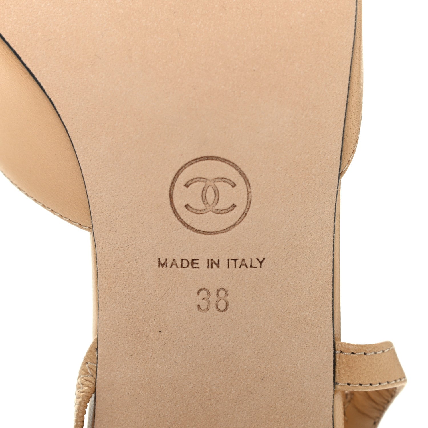 Chanel Goatskin Grosgrain Cap Toe CC Slingback Pumps 38 Beige Black 7 of 8