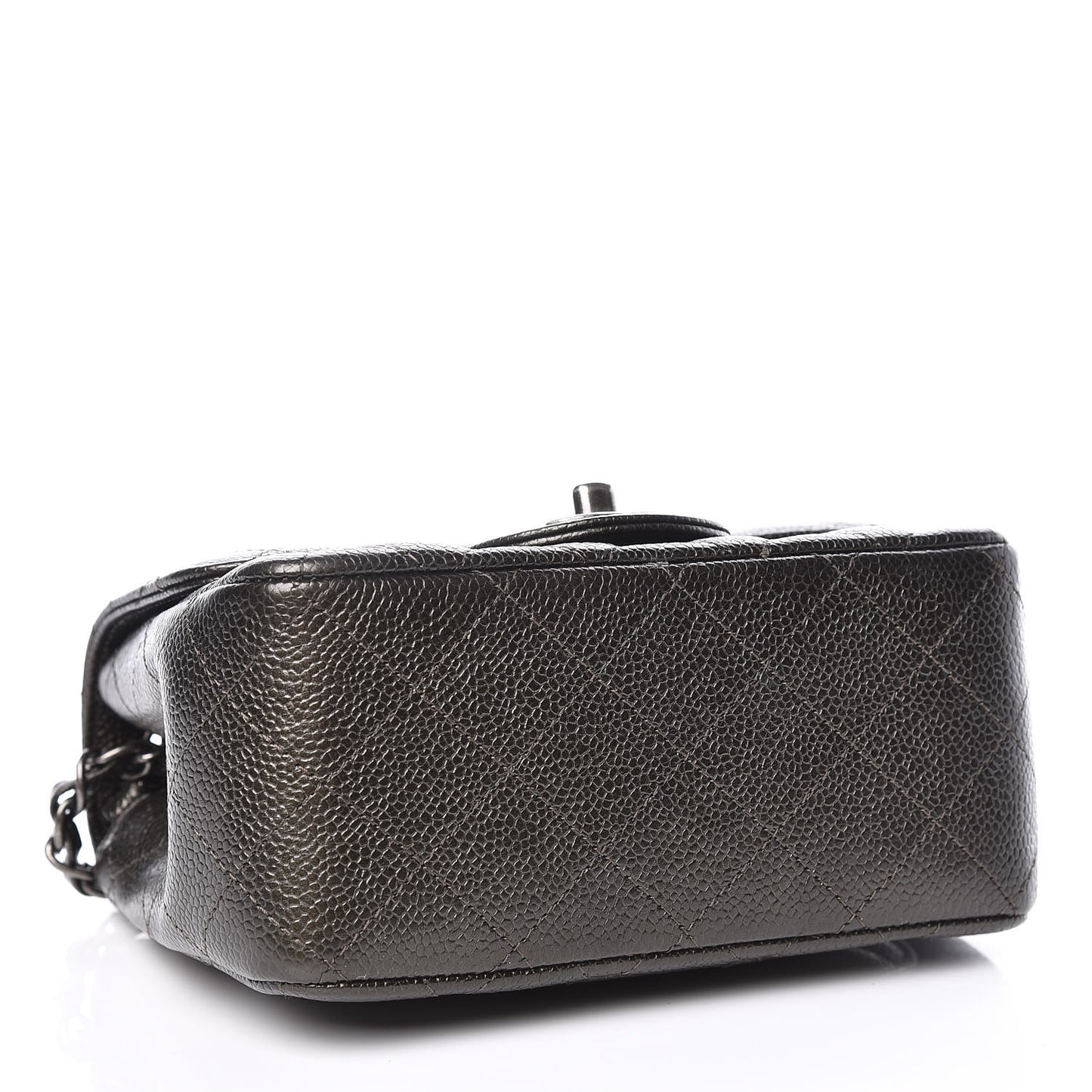 Caviar Quilted Mini Square Flap Dark Charcoal