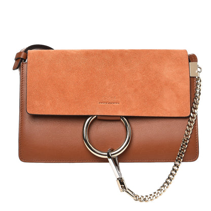 Chloe Suede Calfskin Small Faye Shoulder Bag Tobacco 1 of 7