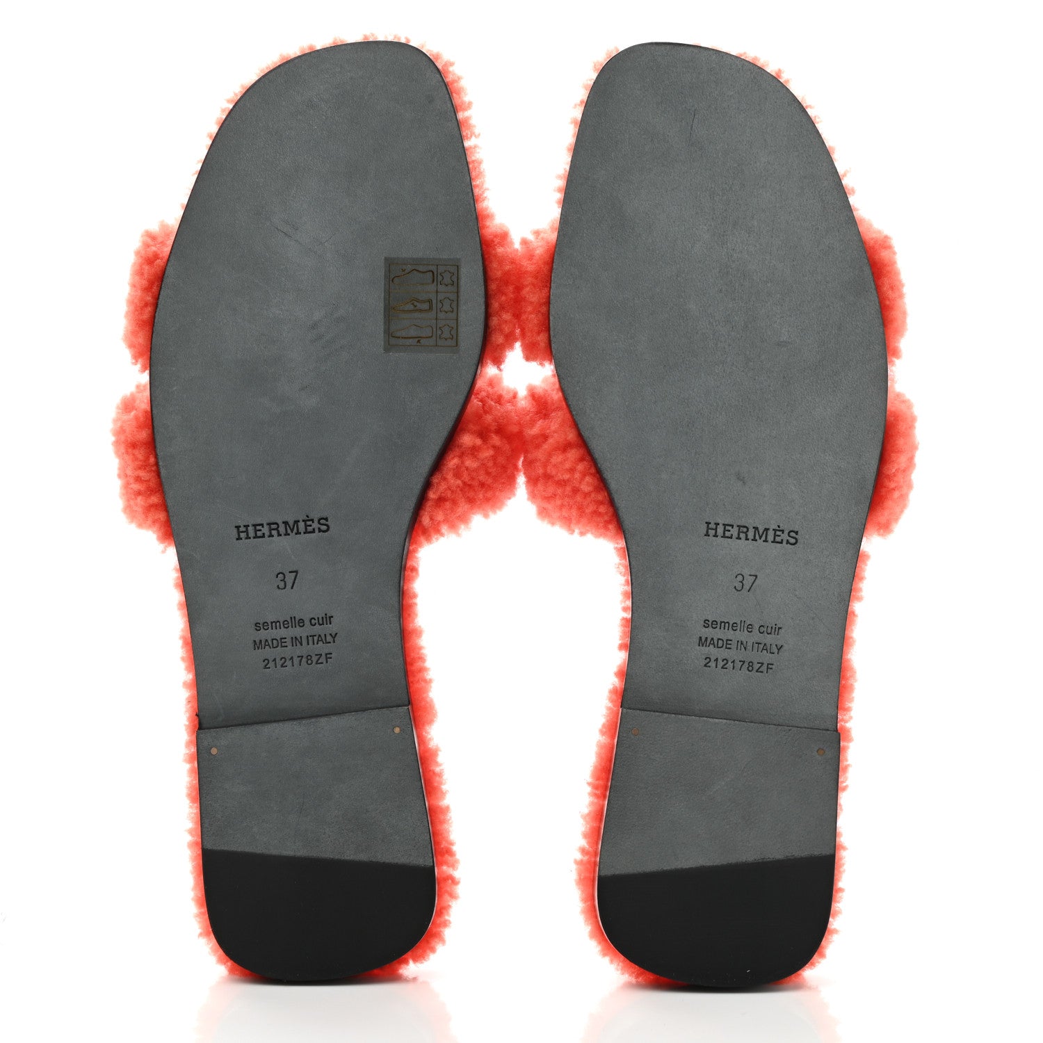 Hermes Woolskin Oran Sandals 37 Orange 5 of 10