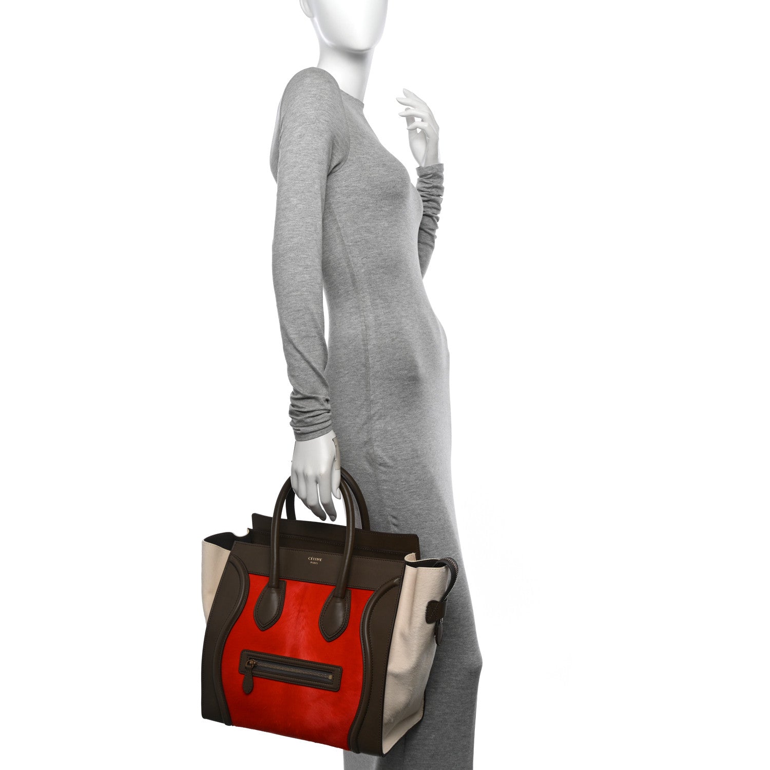 Celine Pony Hair Smooth Calfskin Mini Tri-Color Luggage Brick 2 of 13