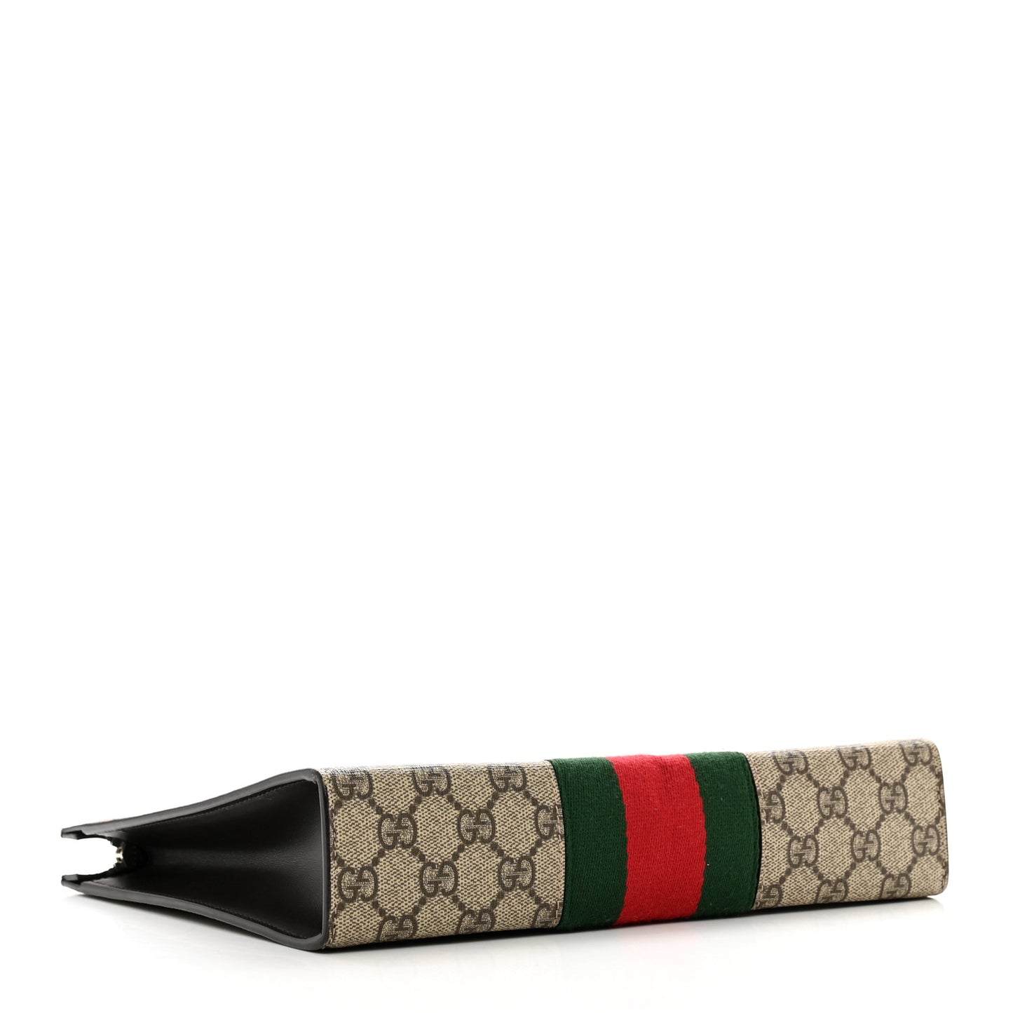 GG Supreme Monogram Selleria Calfskin Web New Web Cosmetic Case Beige Ebony Cocoa