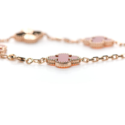 Van Cleef & Arpels 18K Rose Gold Carnelian 5 Motifs Guilloche Vintage Alhambra Bracelet 4 of 6