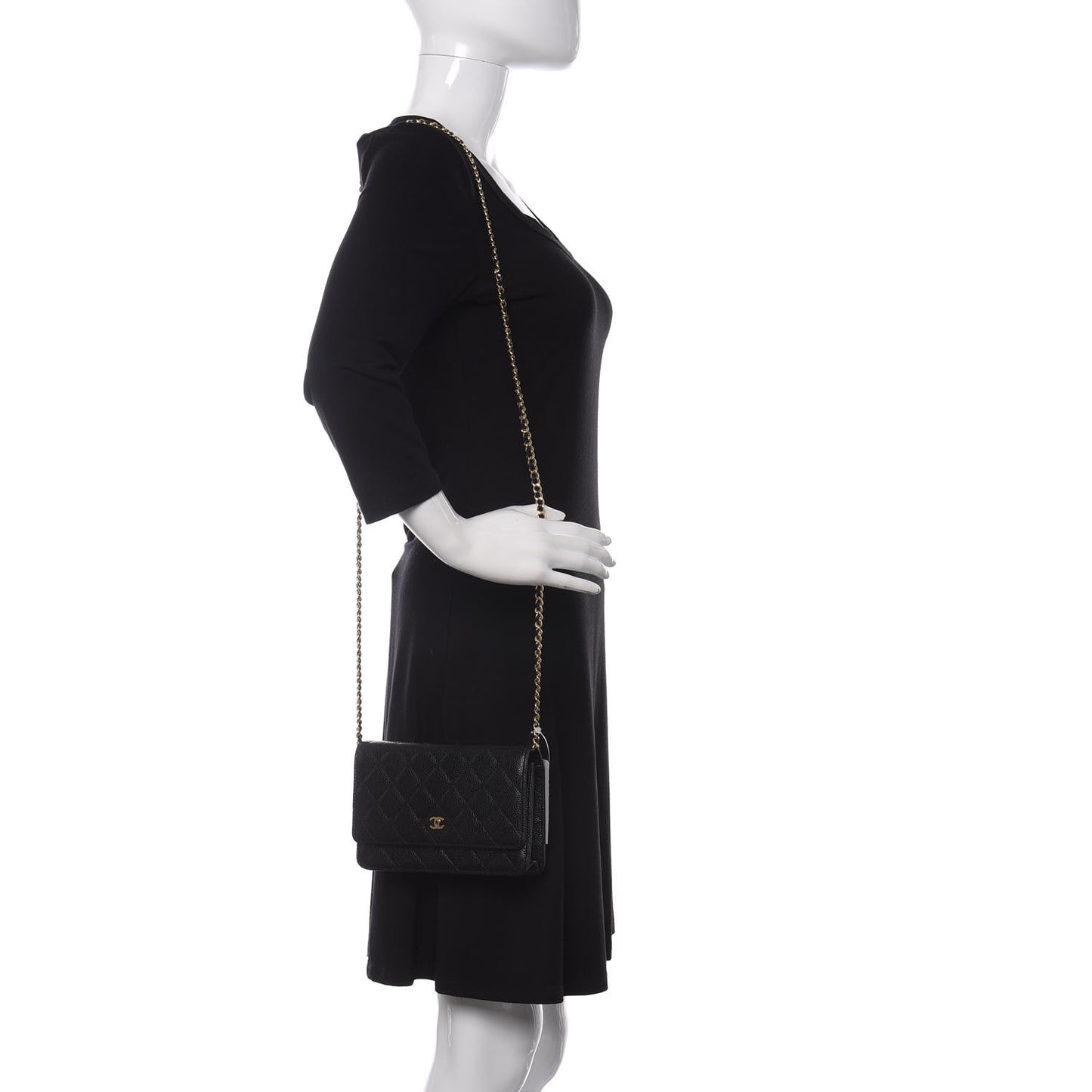 Caviar Quilted Wallet On Chain WOC Black
