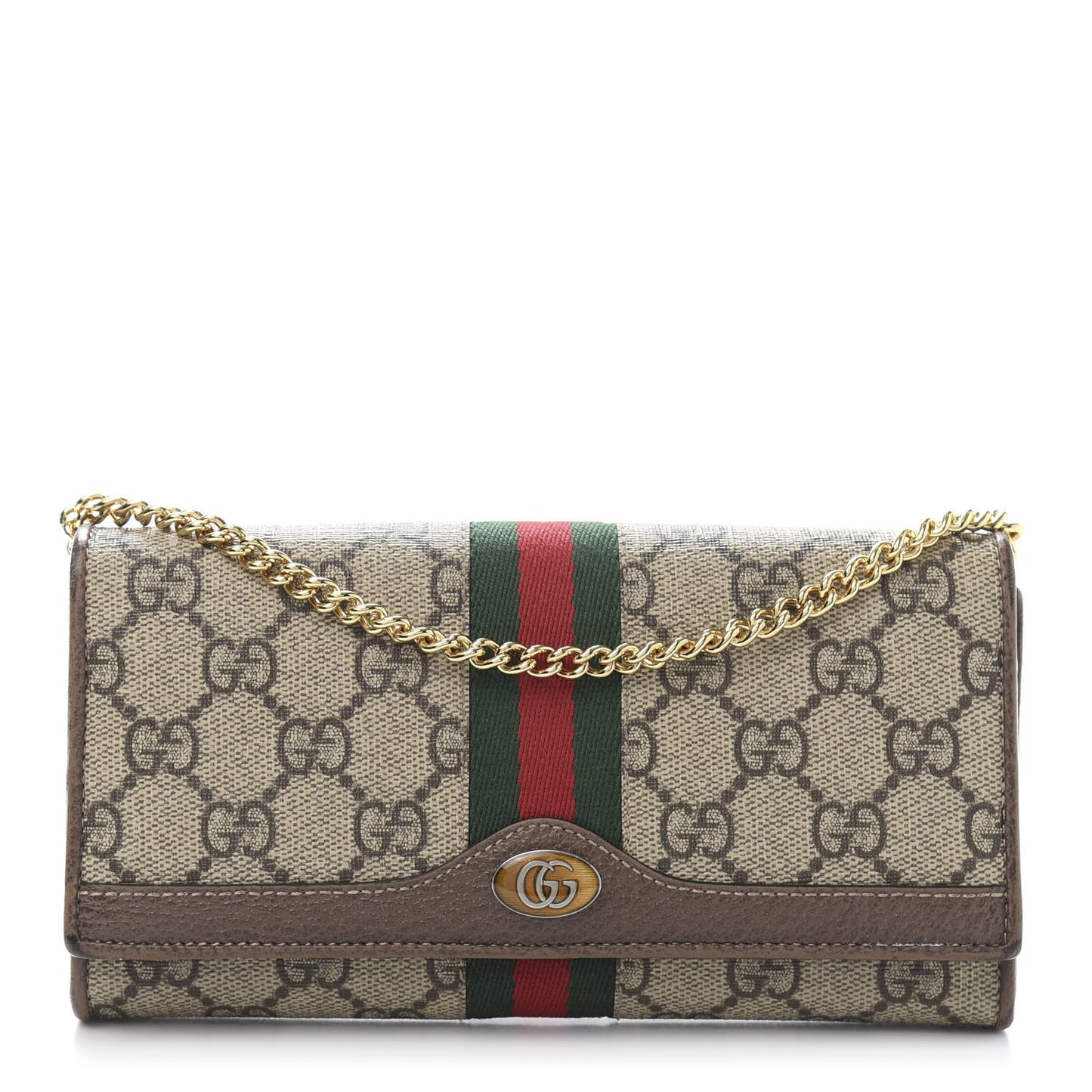 GG Supreme Monogram Web Ophidia Wallet On Chain Brown