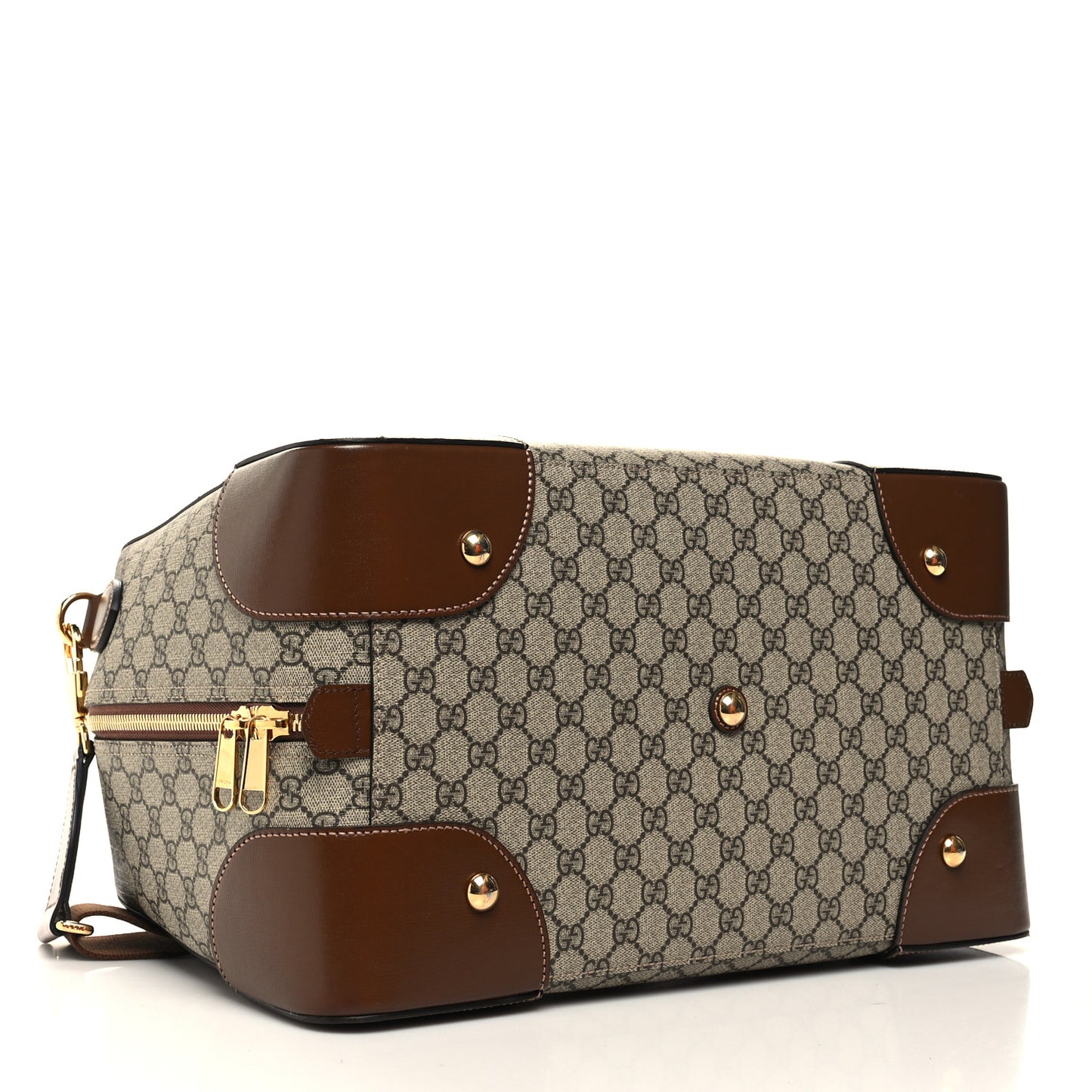 GG Supreme Monogram Azalea Calfskin Retro Interlocking G Duffle Bag Beige Ebony Brown Sugar