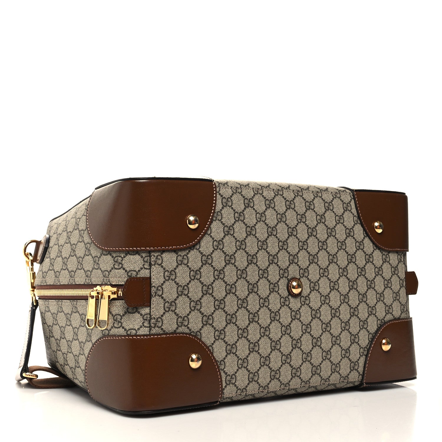 Gucci GG Supreme Monogram Azalea Calfskin Retro Interlocking G Duffle Bag Beige Ebony Brown Sugar 3 of 11