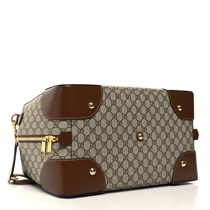 Gucci GG Supreme Monogram Azalea Calfskin Retro Interlocking G Duffle Bag Beige Ebony Brown Sugar 3 of 11
