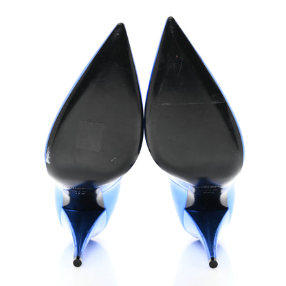 Saint Laurent Metallic Calfskin Kiki 100 Pumps 37.5 Blue 5 of 14