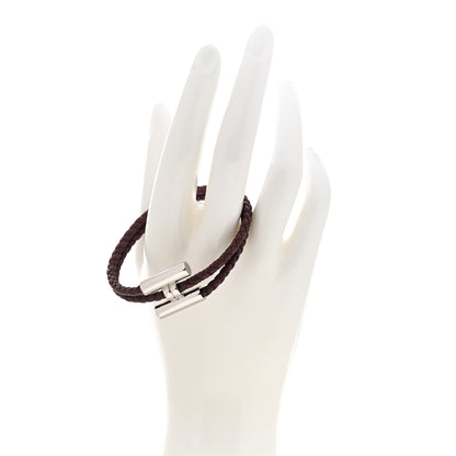Hermes Swift Double Wrap Cord Tournis Tresse Bracelet T3 Rouge H 2 of 5