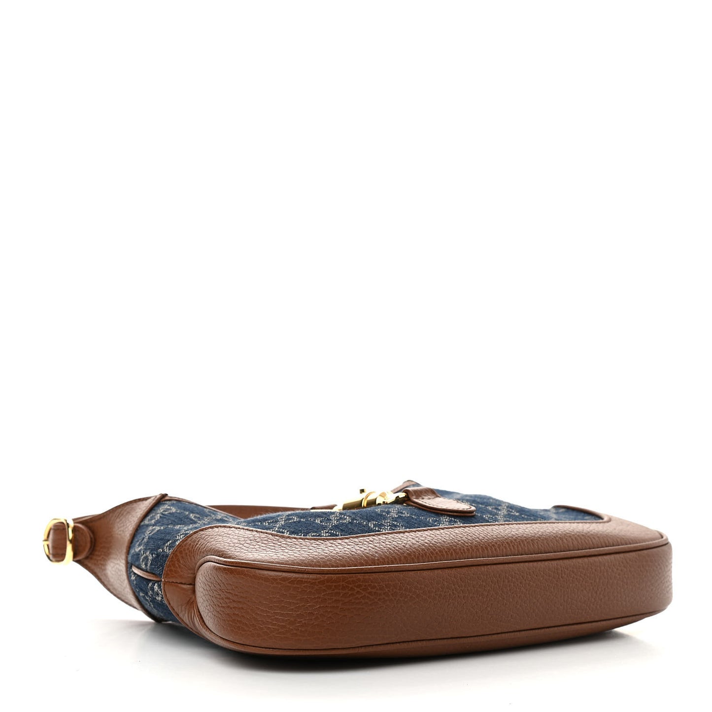 New Denim GG Monogram Calfskin Small Jackie 1961 Hobo Blue Tea Cuir