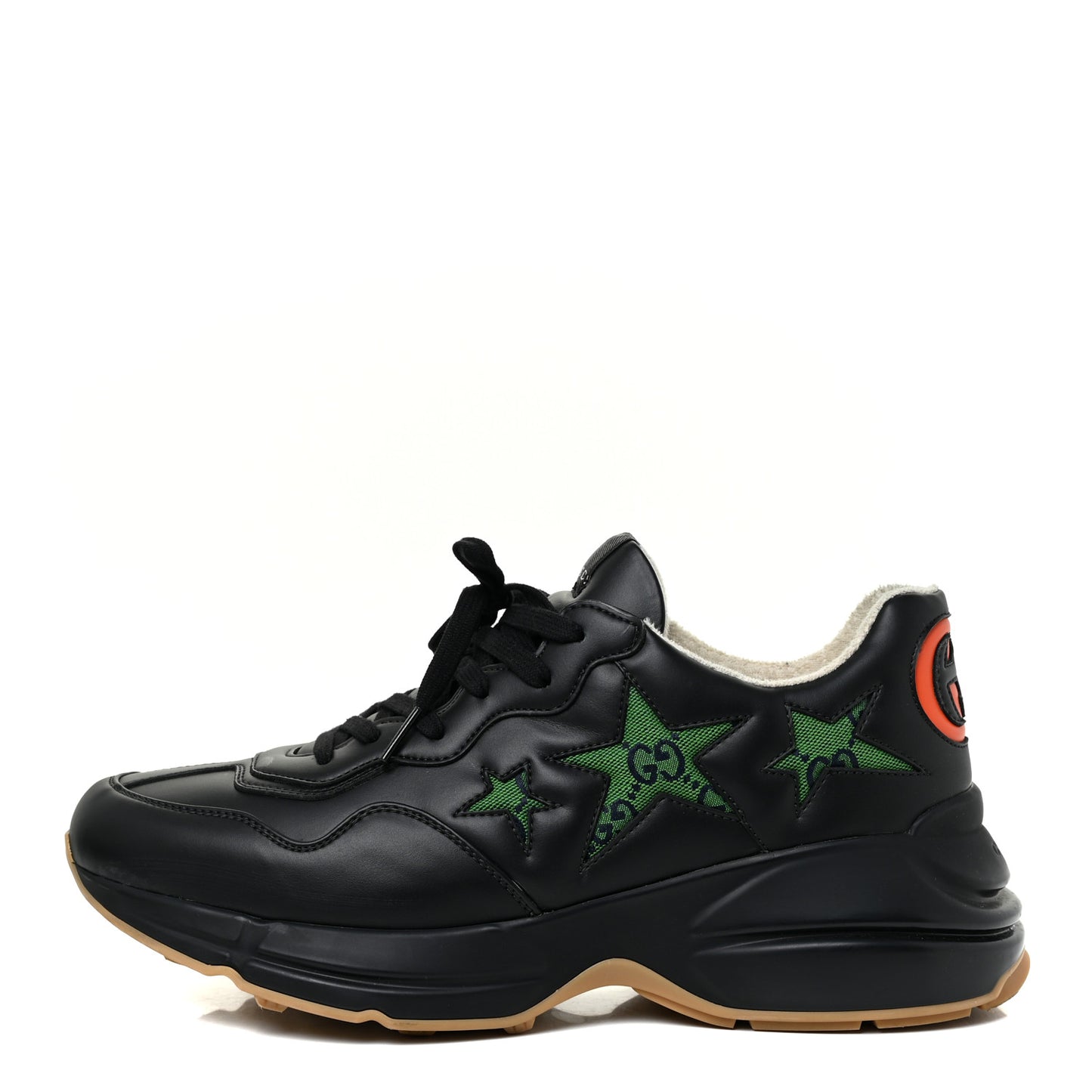 Demetra Monogram Multicolor Stars Inlay Mens Rhyton Sneakers 10.5 Black Green Blue Deep Orange