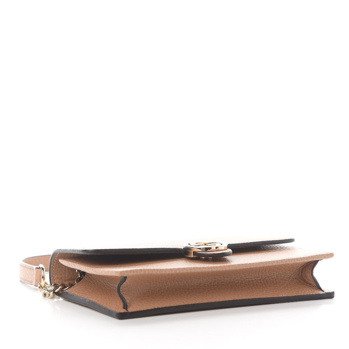 Dollar Calfskin Interlocking G Chain Wallet Camelia