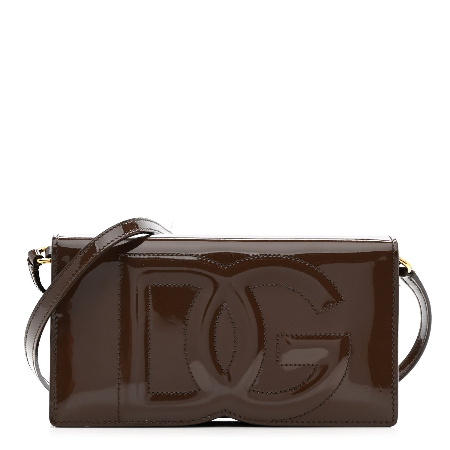 Dolce & Gabbana DOLCE GABBANA Patent DG Logo Crossbody Bag Brown 1 of 14