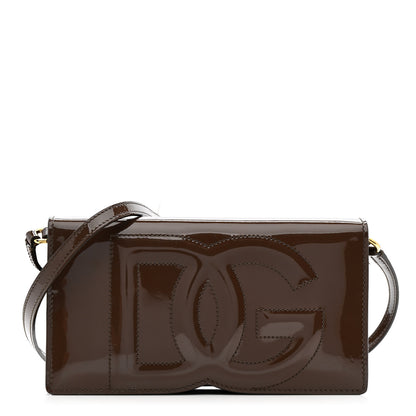Dolce & Gabbana DOLCE GABBANA Patent DG Logo Crossbody Bag Brown 1 of 14