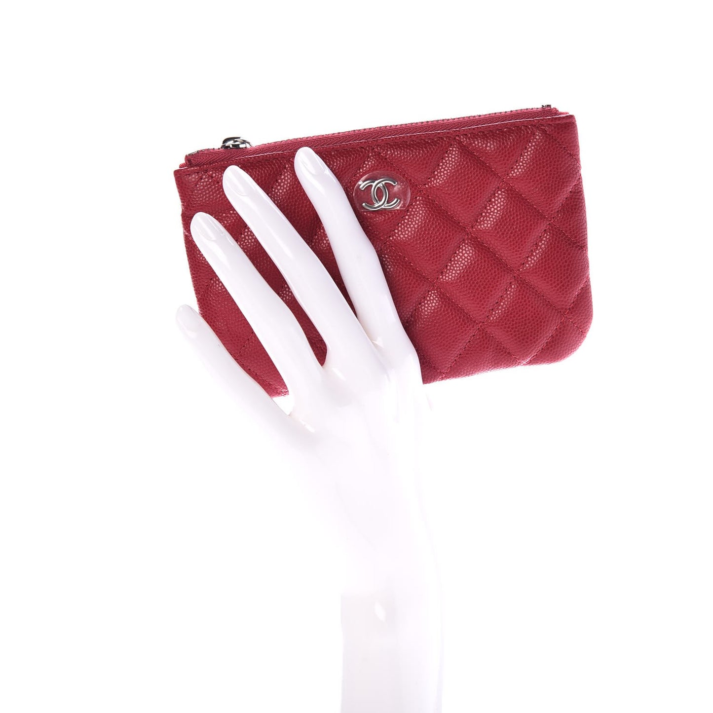 Caviar Quilted Small Cosmetic Case Pink