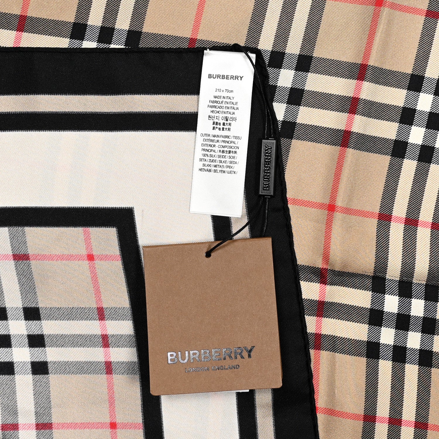 Burberry Silk Vintage Check Icon Stripe TB Monogram Print Scarf Archive Beige 4 of 4