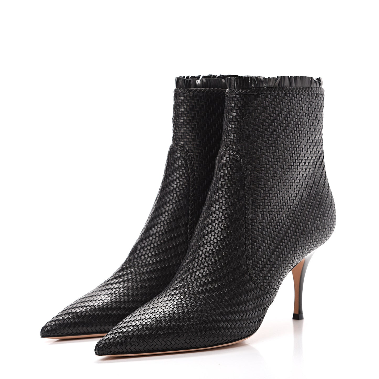 Lambskin Woven Ankle Boots 42 Black