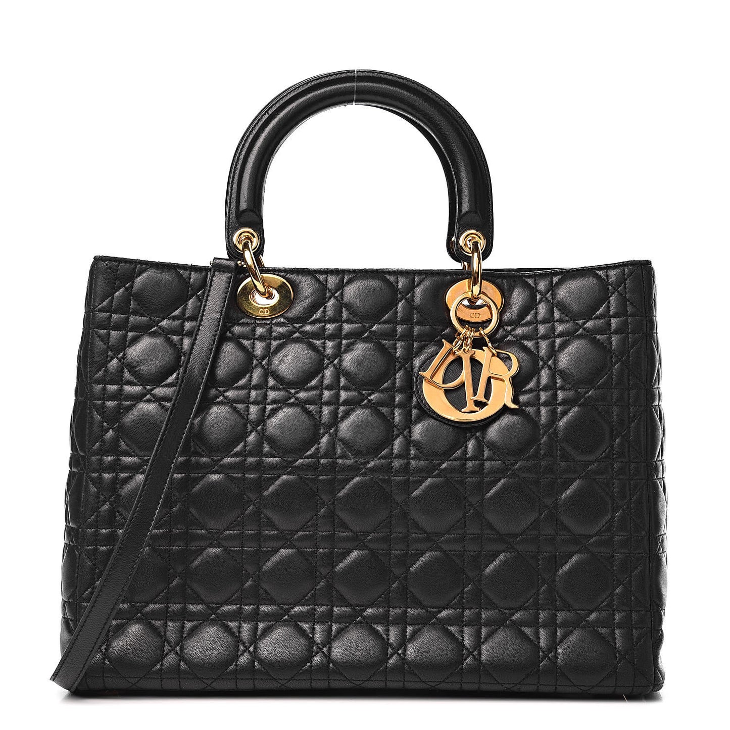 Lambskin Cannage Large Lady Dior Black