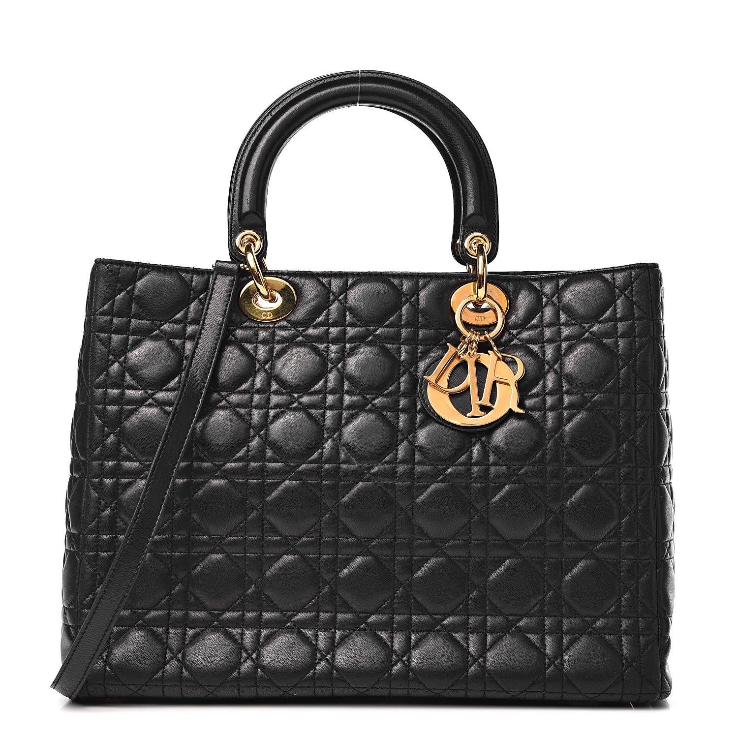 Christian Dior Lambskin Cannage Large Lady Dior Black 1 of 21