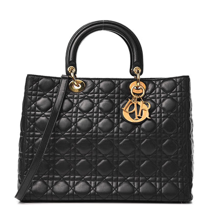Christian Dior Lambskin Cannage Large Lady Dior Black 1 of 21