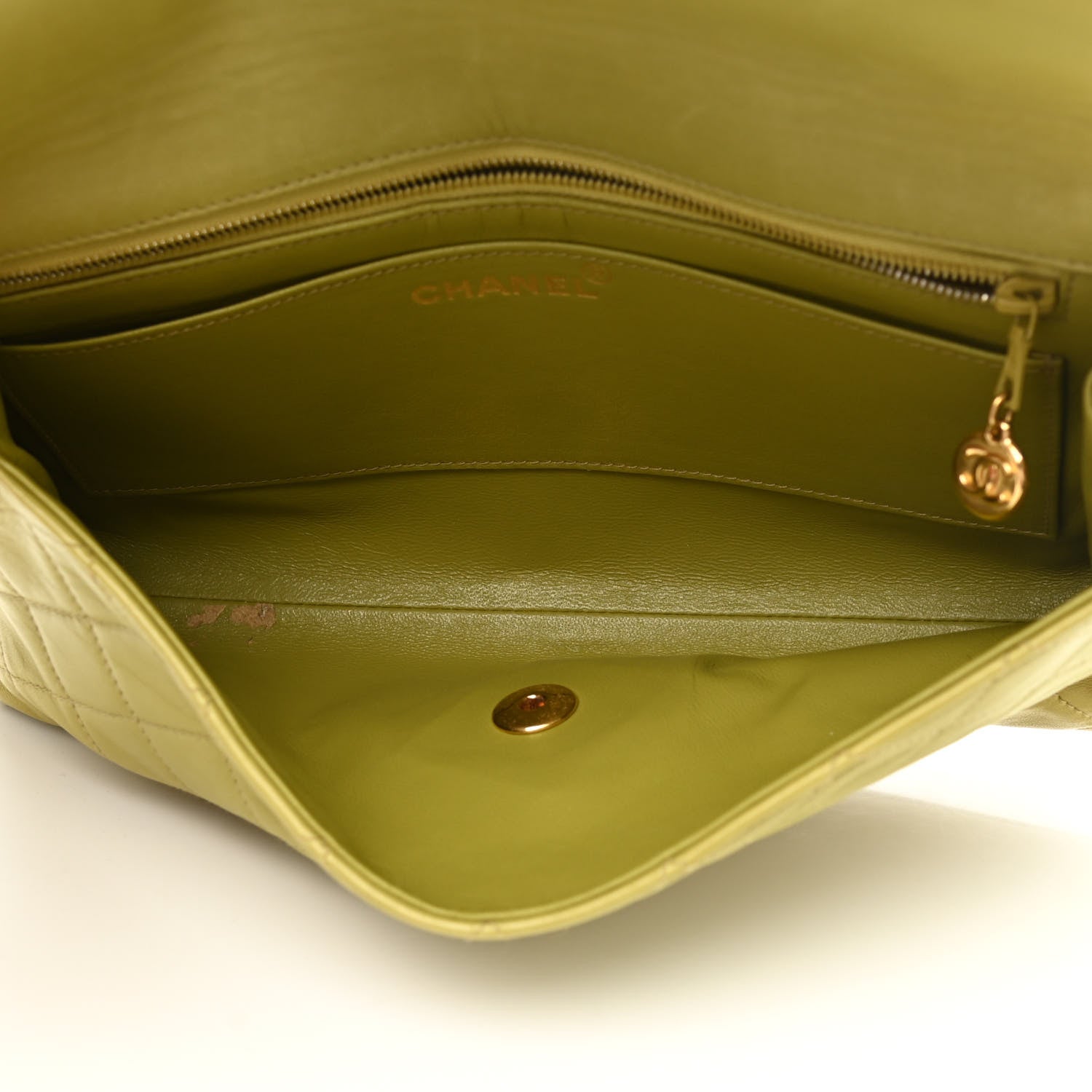 Chanel Lambskin Quilted Flap Clutch Light Green 6 of 11