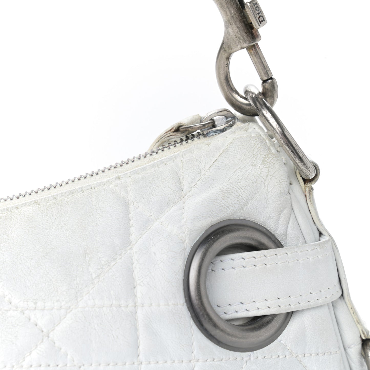 Lambskin Cannage Small Hobo White