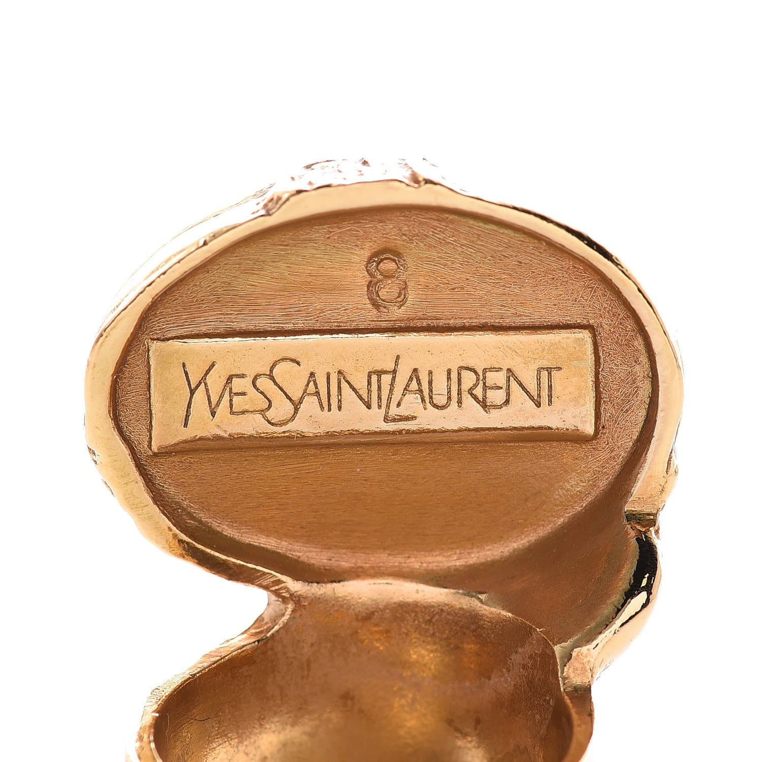 Saint Laurent Glass Cabochon Arty Ovale Ring 8 Gold Lapis 5 of 7