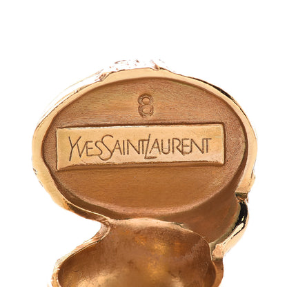 Saint Laurent Glass Cabochon Arty Ovale Ring 8 Gold Lapis 5 of 7