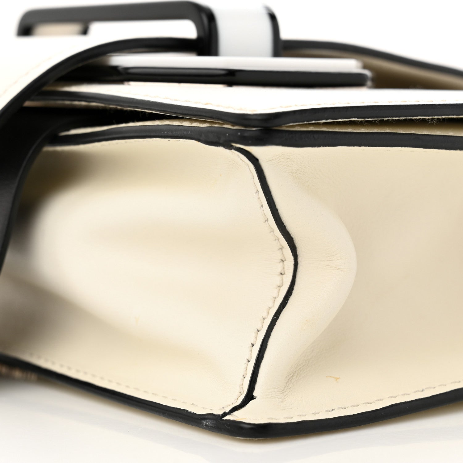 Prada City Calf Plex Ribbon Bag White Black 9 of 12