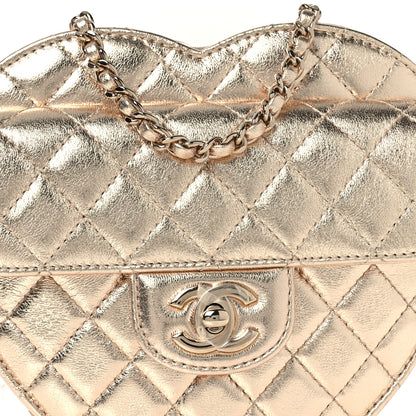 Chanel Metallic Lambskin Quilted CC In Love Heart Bag Gold 8 of 12