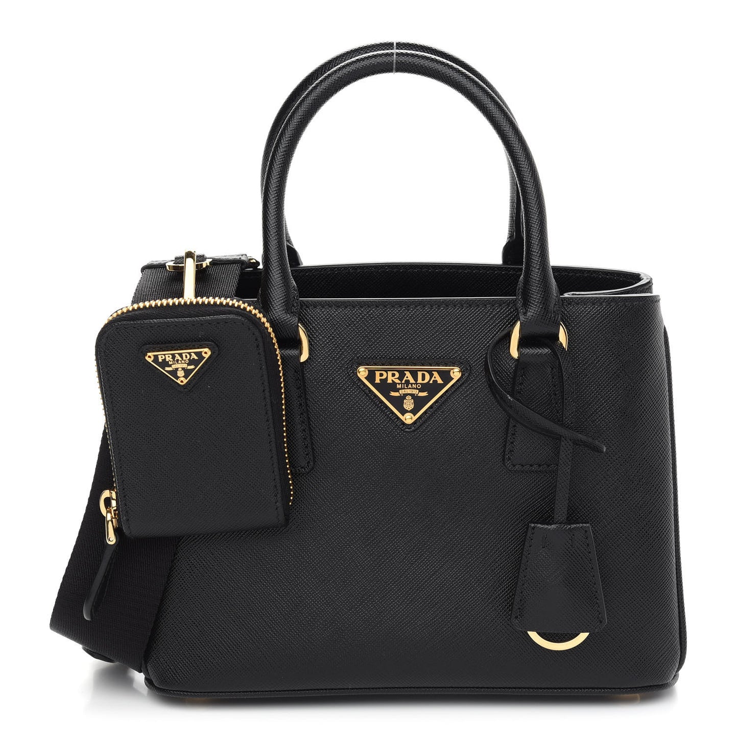 Saffiano Lux Micro Galleria Shoulder Bag Black