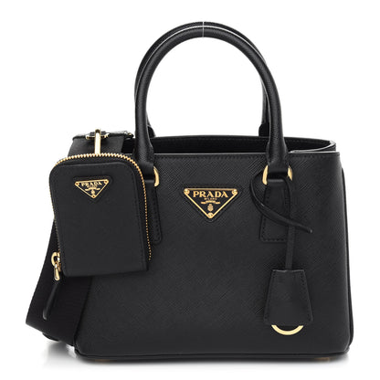 Prada Saffiano Lux Micro Galleria Shoulder Bag Black 1 of 9