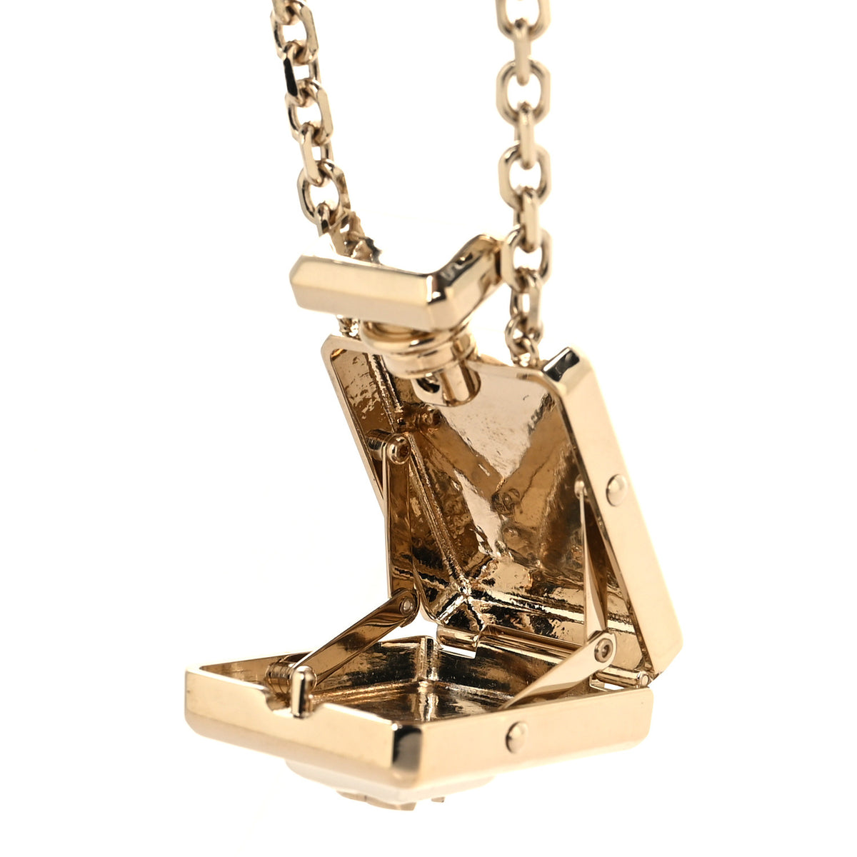 Chanel Metal Pearl Perfume Bottle CC Locket Necklace Gold 5 of 5