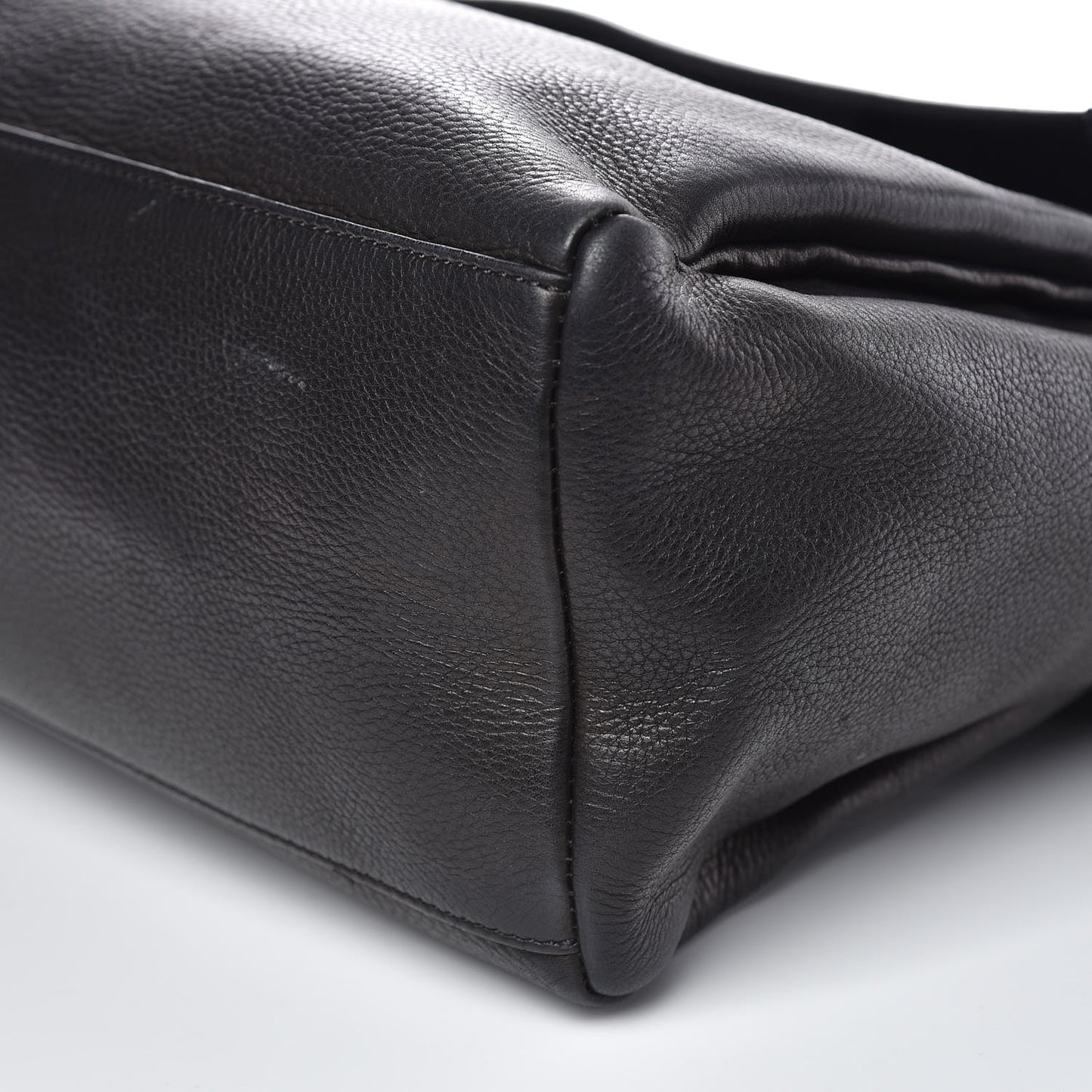 Waxy Grained Calfskin Medium Pandora Pure Flap Bag Black