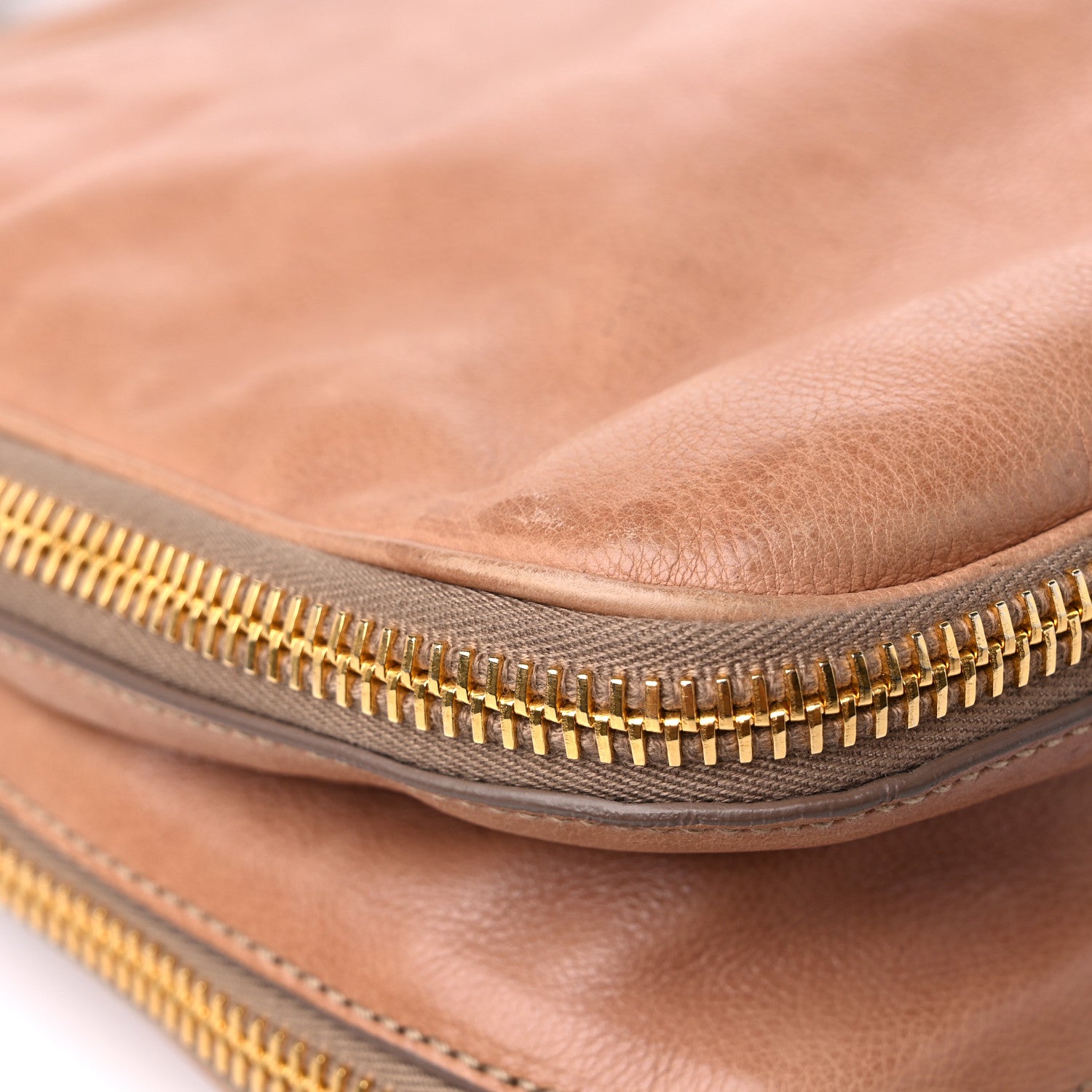 Prada Glace Calf Zippers Shoulder Bag Naturale 8 of 17