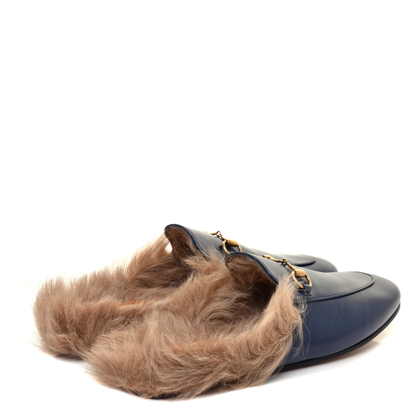 Malaga Kid Fur Womens Princetown Slippers 39 Blue Agata