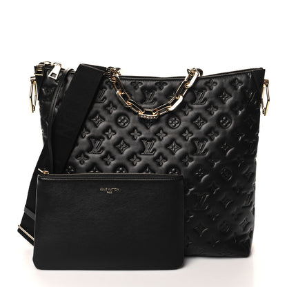 Louis Vuitton Calfskin Embossed Monogram Coussin Hobo MM Black 3 of 10