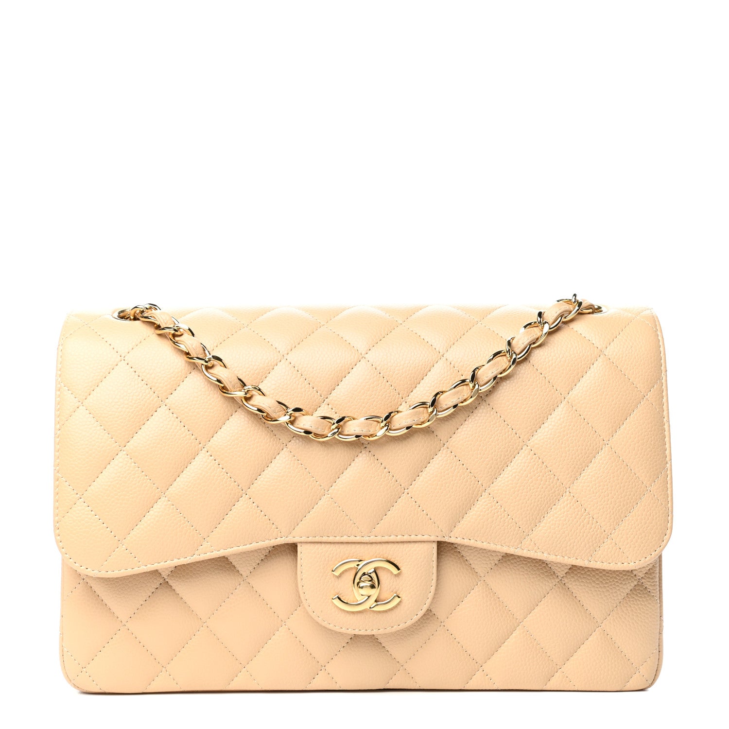 Chanel Caviar Quilted Jumbo Double Flap Beige Clair 1 of 10