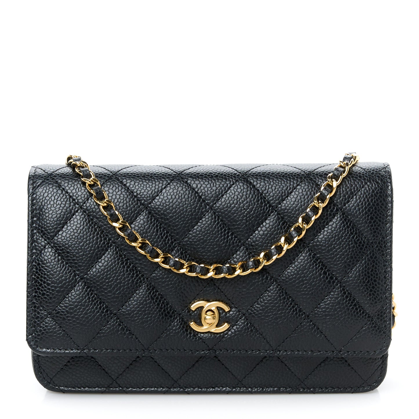 Caviar Quilted CC Turnlock Wallet On Chain WOC Black