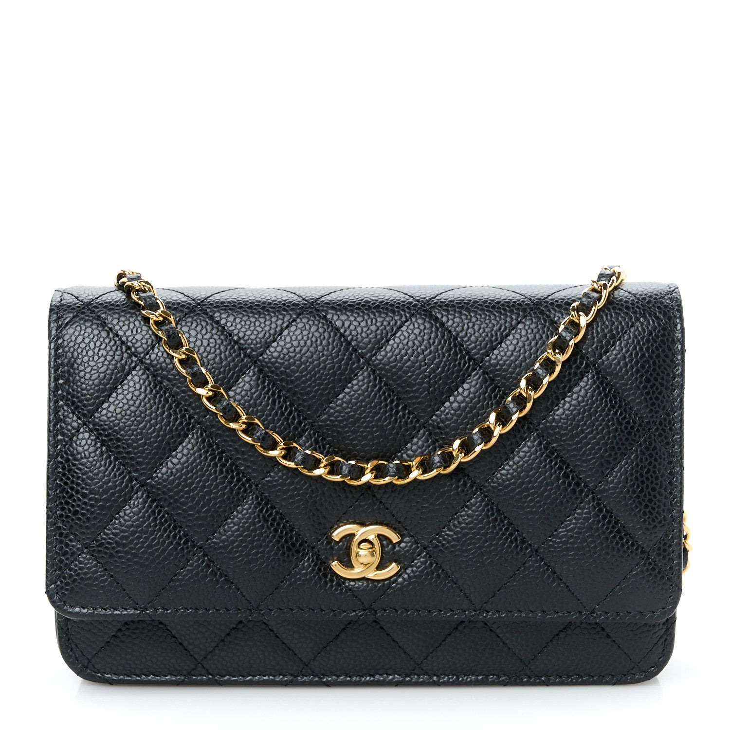 Chanel Caviar Quilted CC Turnlock Wallet On Chain WOC Black 1 of 12