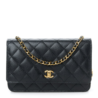 Chanel Caviar Quilted CC Turnlock Wallet On Chain WOC Black 1 of 12