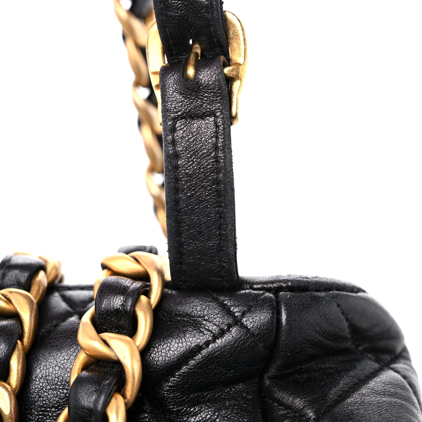 Lambskin Quilted Drawstring Backpack Black