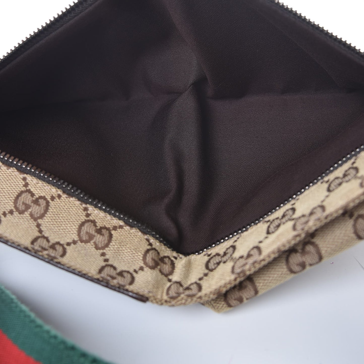 Monogram Web Belt Bag Dark Brown