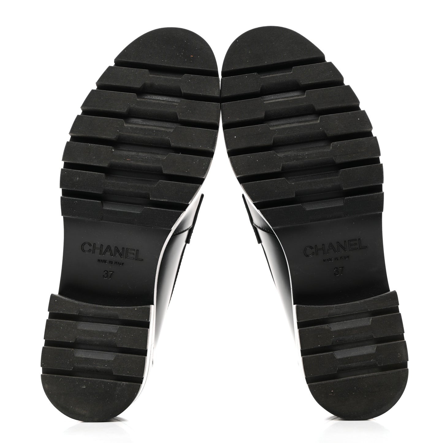Calfskin Metal CC Loafers 37 Black
