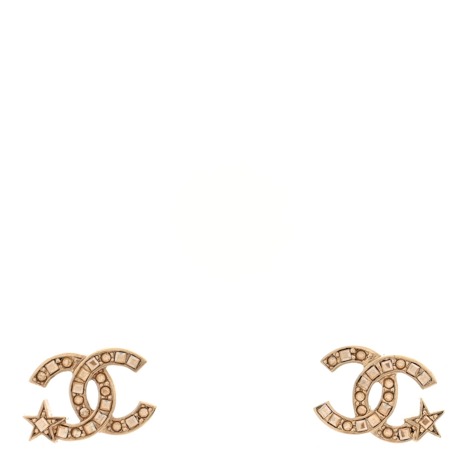 Chanel Crystal CC Starfall Earrings Gold 1 of 5