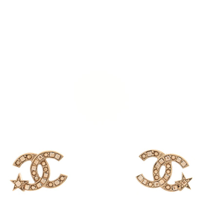 Chanel Crystal CC Starfall Earrings Gold 1 of 5
