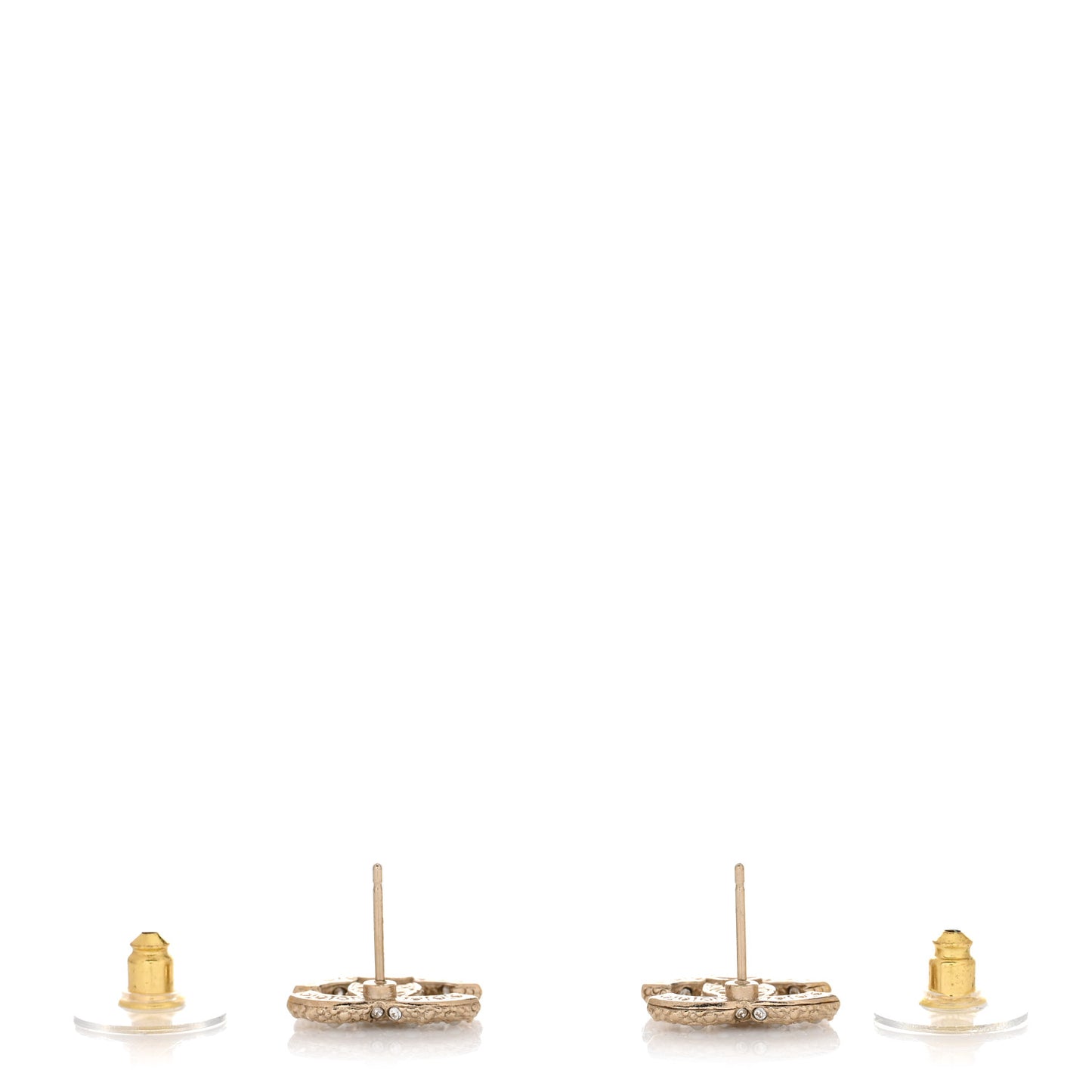 Metal Graduated Pearl Crystal CC Earrings Light Gold