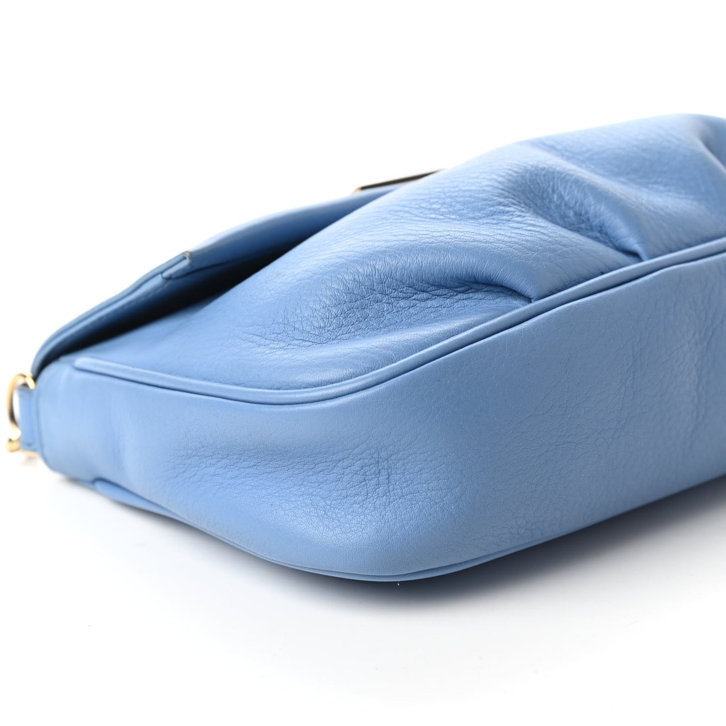 Vitello Flamingo Enamel Fendista Pouchette Crossbody Blue