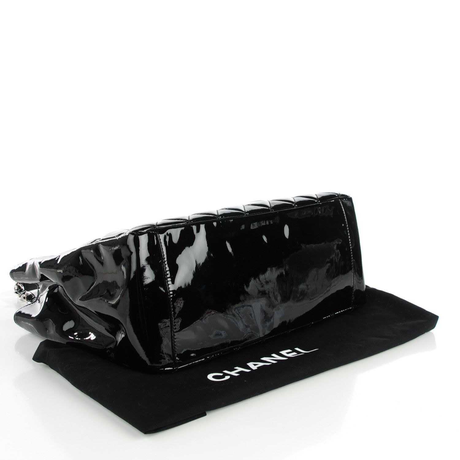 Chanel Patent Quilted Grand Shopping Tote GST Black 4 of 7